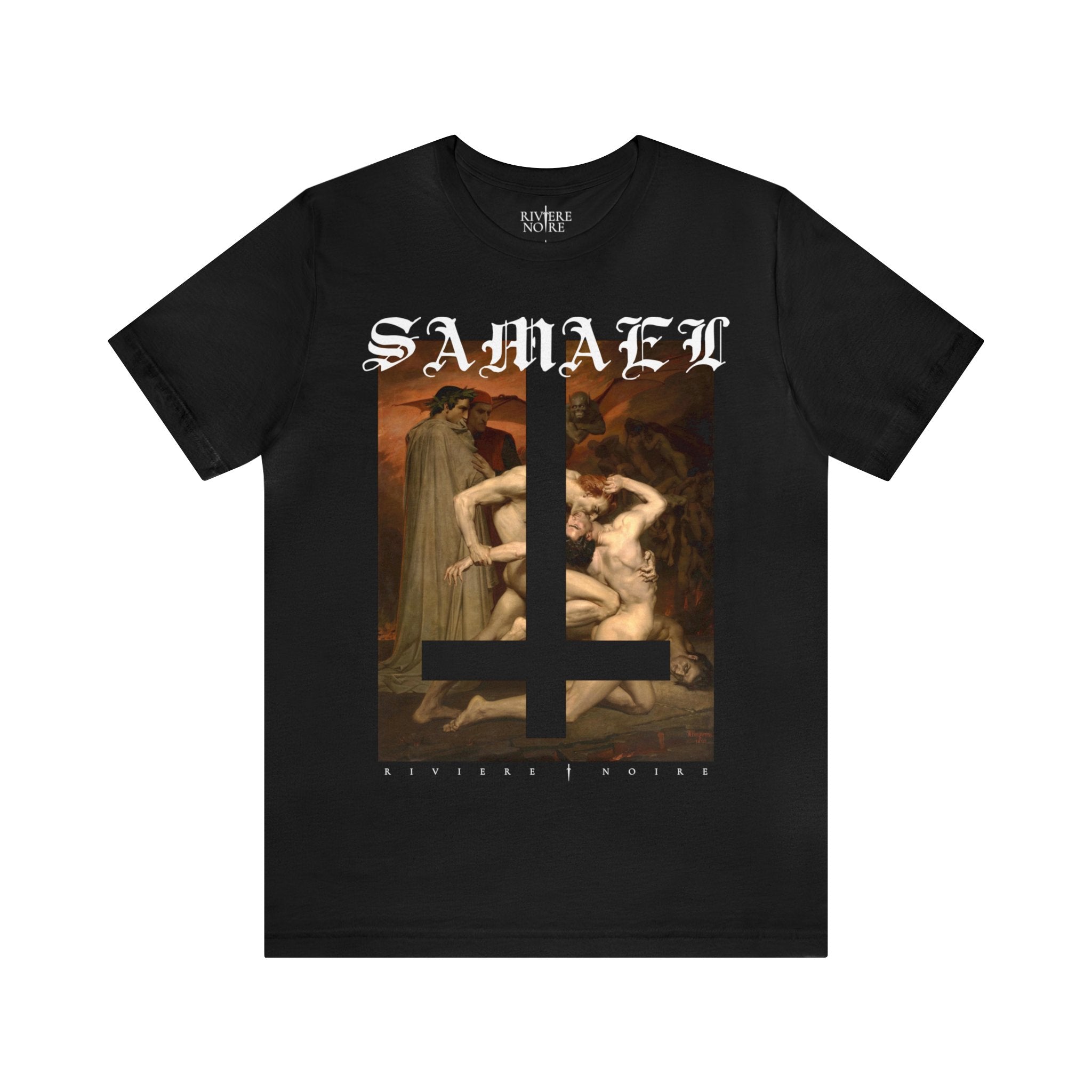 William Bouguereau’s Dante and Virgil painting printed on black tshirt